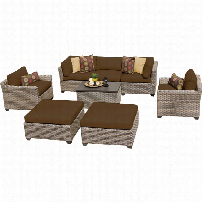 Tkc Monterey 8 Piece Outdoor Wicker Sofa Set In Cocoa