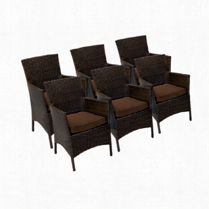 Tkc Sooma Wicker Patio Branch Dining Chairs In Cocoa (put Of 6)