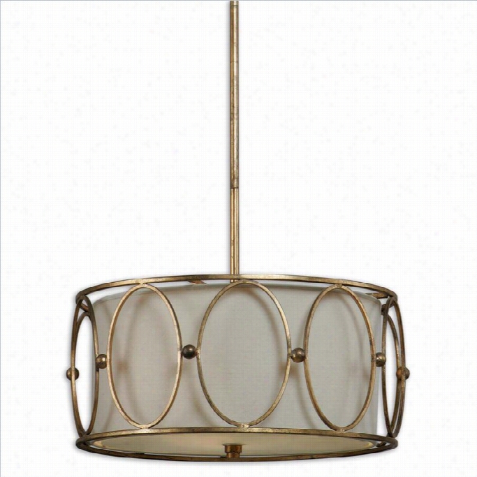 Uttermost Ovala 3 Ilght Gold Drum Pendant In Antiqued Gold