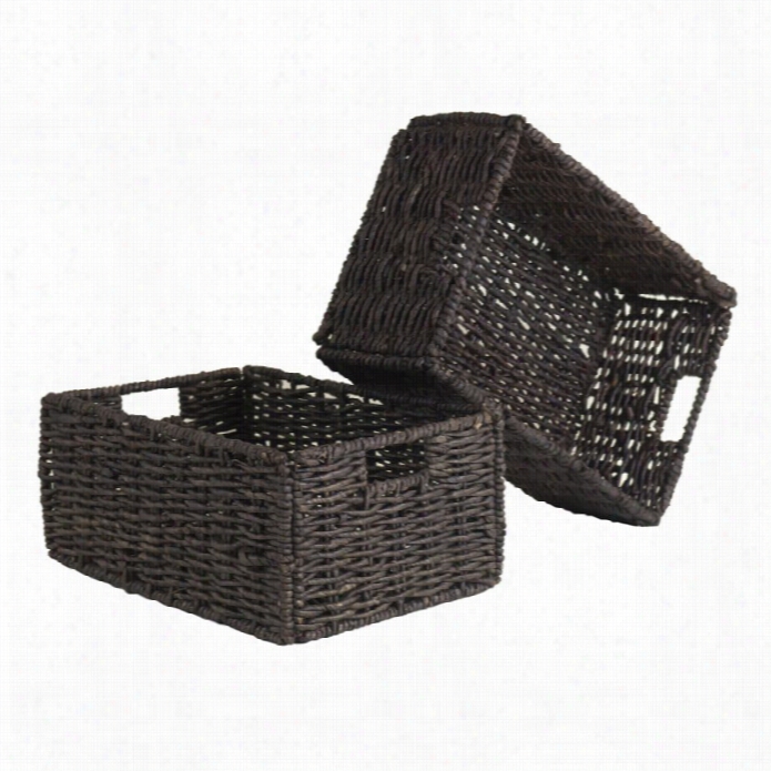 Winsome Granville Set Of 2 Medium Foldable Baskets In Chocolate