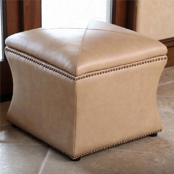 Abbyson  Living Monica Pedersen Square Leather Storage Ottoman In Camel