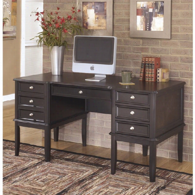 Ashley Caryle Home Office Executive Desk In Almost Blaci