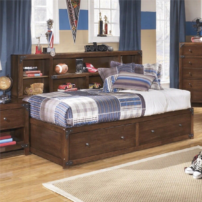 Ashley Delburne Wood Twin Bookcasse Mates Bed In Brown