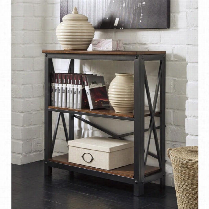 Ashley Shaynrville 3 Tier Medium Bookcase In Rustic Brown