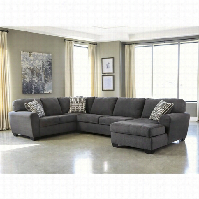 Ashley Sorenton3 Piece Fabric Right Chaise Sectional In Lsate