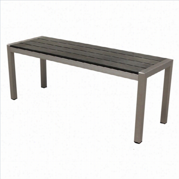 Boraam Fresca Polylumber Bench In Solid Brushed Aluminum