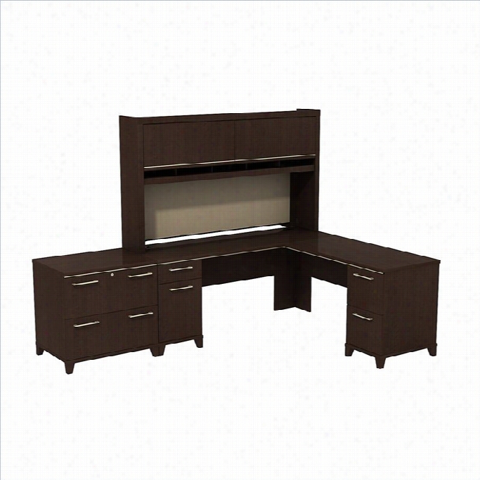 Bush Bbf Enterprise 72 L-shaped Office Set In Mocha Cherry