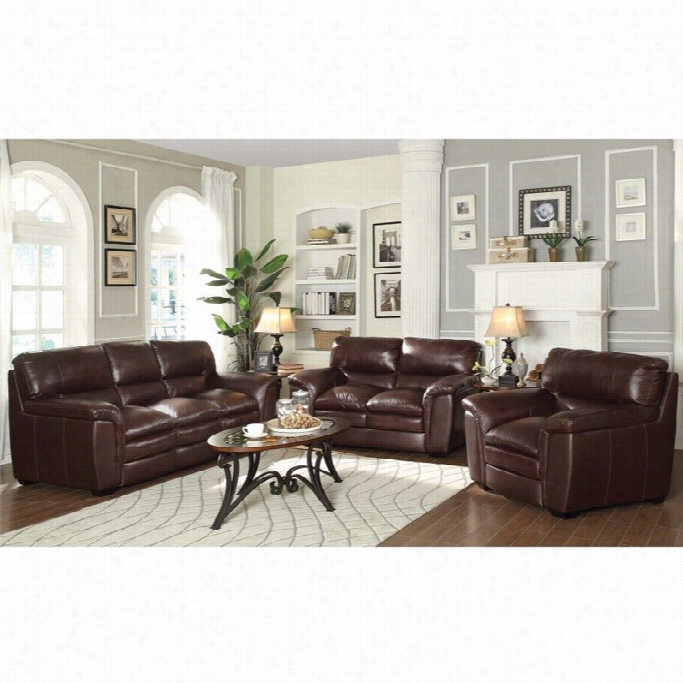 Coaster Burton 3 Piece Leather Couch Set In Burgundy