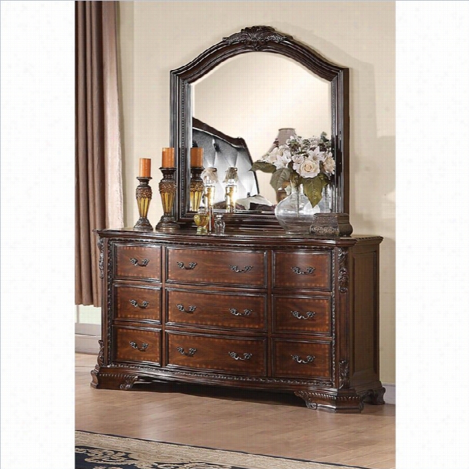 Coaster Maddison Dresser And Mirror Set  In Warm Brown Cher Ry Finish