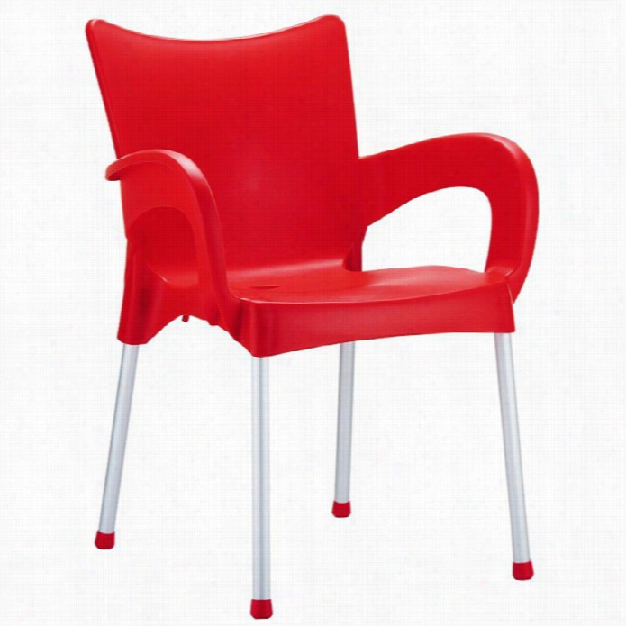 C Ompamia Romeo Resin Dining Arm Chair In Red