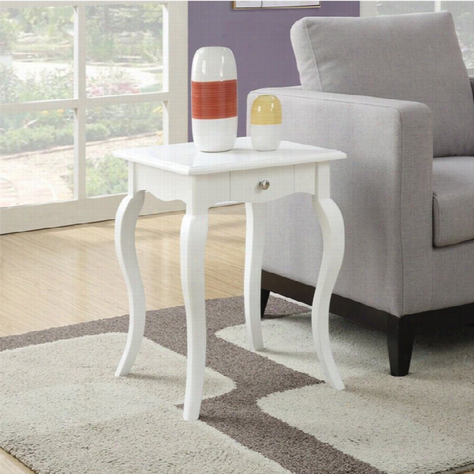 Convenience Concetps French Provence End Table With Drawer Inw Hite