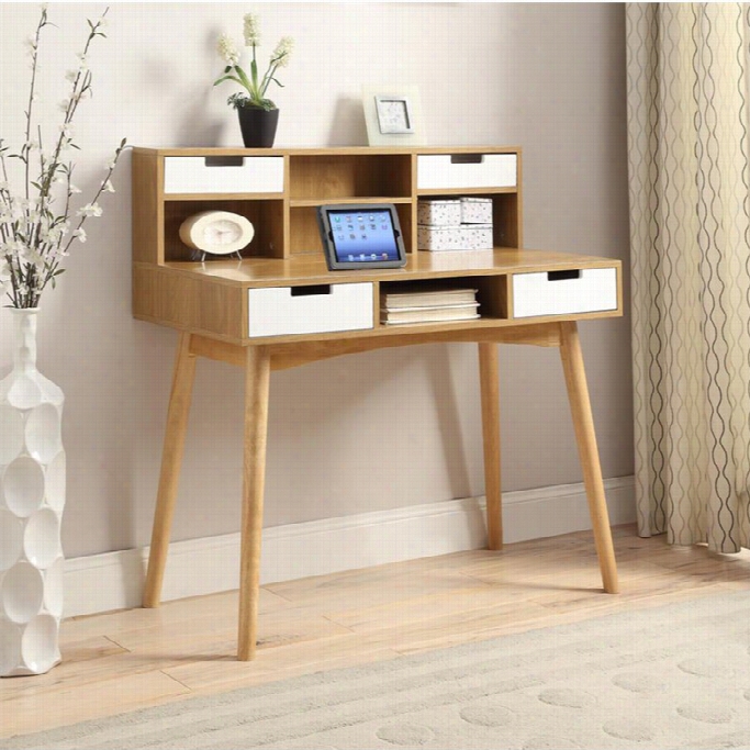 Convenience Cconcepts Oslo Seretary Desk In Whit Eand Light Oak