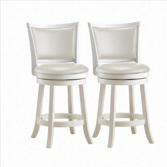 Corliving Woodgrove 24 Swivel B Ar Stool In White (set Of 2)