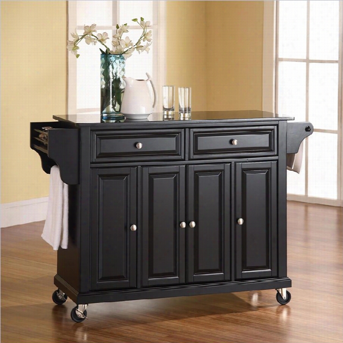 Crosley Furniture Solid Black Granite Top Kitchen  Cart In Balck Finish