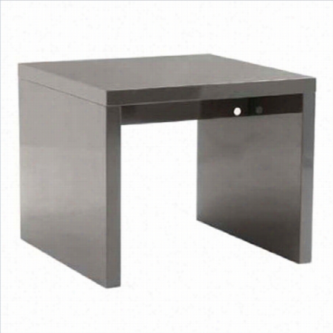 Eurostyle Abby Side Table In Gray Lacquer