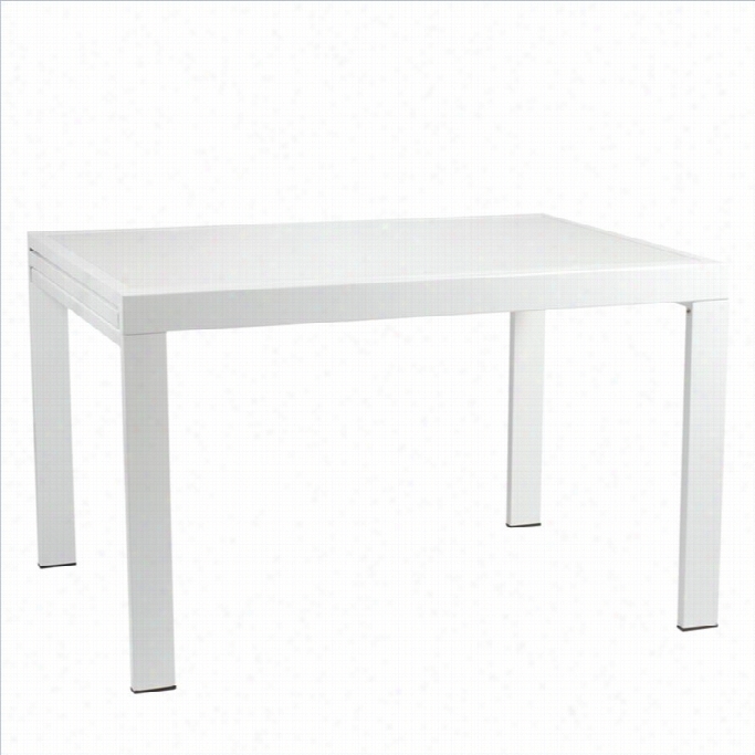Eurostyle Duo Rectangular Extension Dining Tabble In White And Whitw Glass