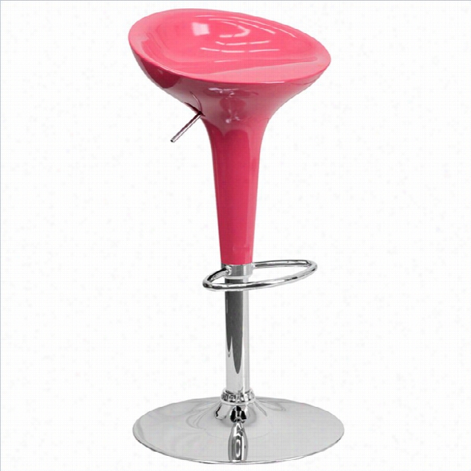 Flash Furniture Adjustable Bar Stool In Glossy Pink