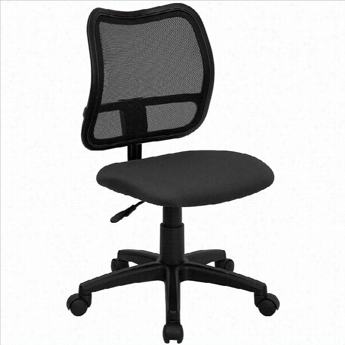 Flash Furniture Middle Bcak Mesh Task Office Chair With Gray Fabric Seat