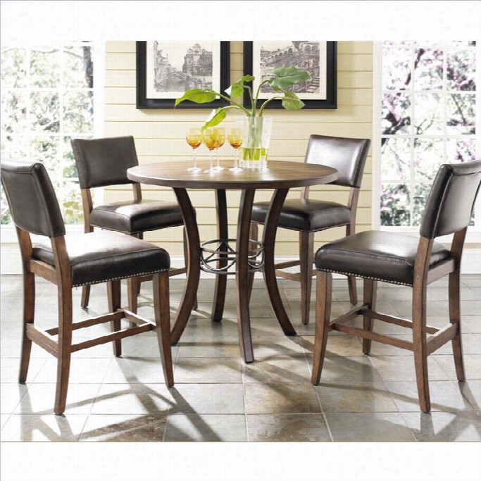 Hillsdale Cameron 5 Pc Counter Height Round Puh Set W/ Parson Stools