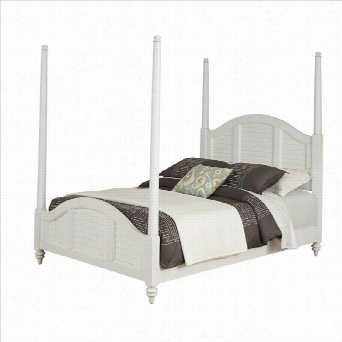 Home Styles Bermudda Pooster Bed Brushed White Finish-queen