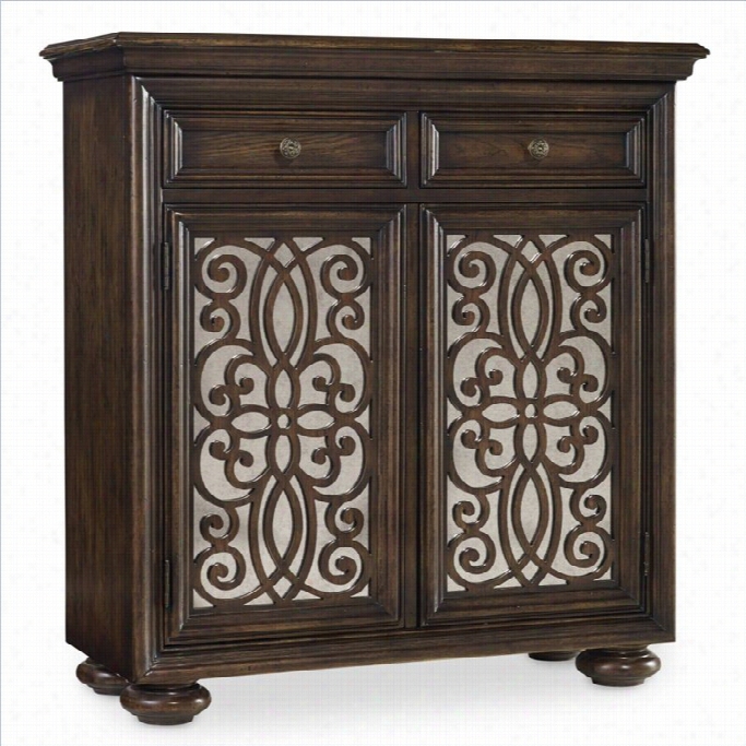 Hooker Appendages 2-door Fretwork Accent Chest In Dark Walnut