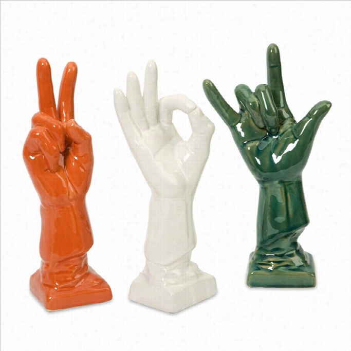 Imax Corporation Cohen Ceramic Hands (set Of 3)