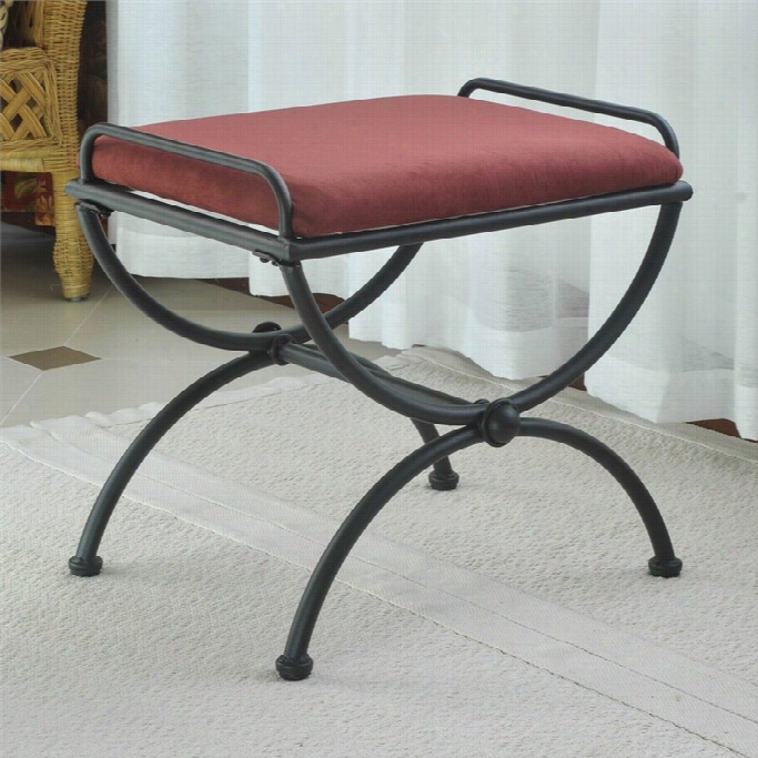 Intrenarional Caravan Cambridge Indoor Iron Vanity Bench In Red Wine