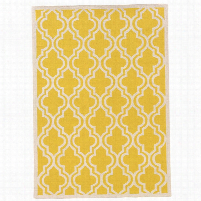 Linon Silhouette 8' X 10' Hand Hooked Quatreefoil Wool Rug In Yellow