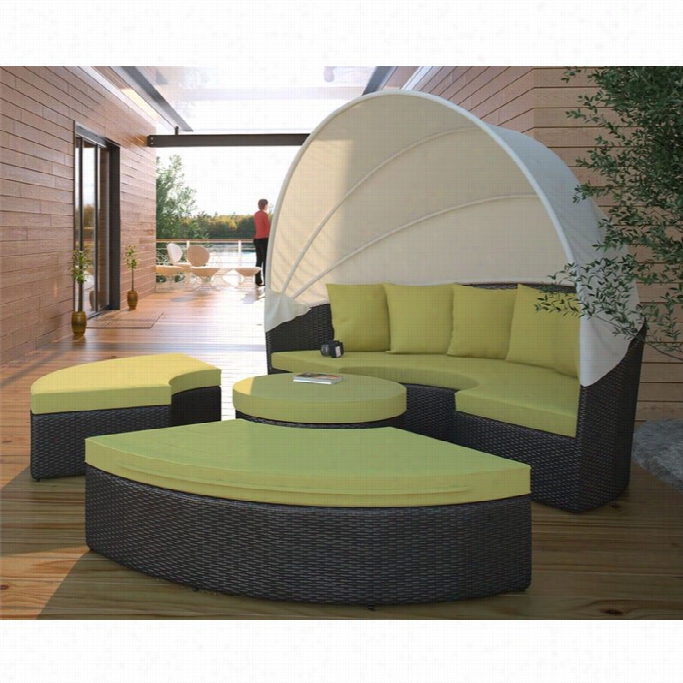 Modway Quest Patio Canopy Daybedd In Espresso And Peridot