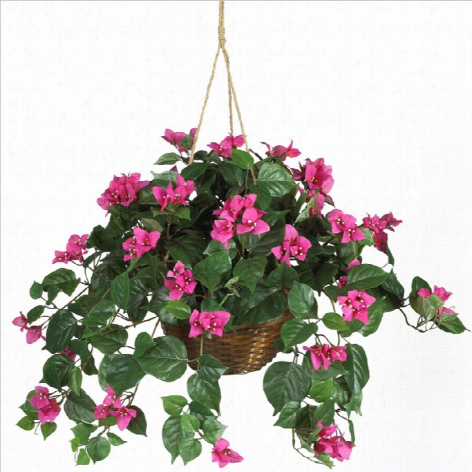 Nearly Natural Bougainvilllea Hanging Basket Silk Plant