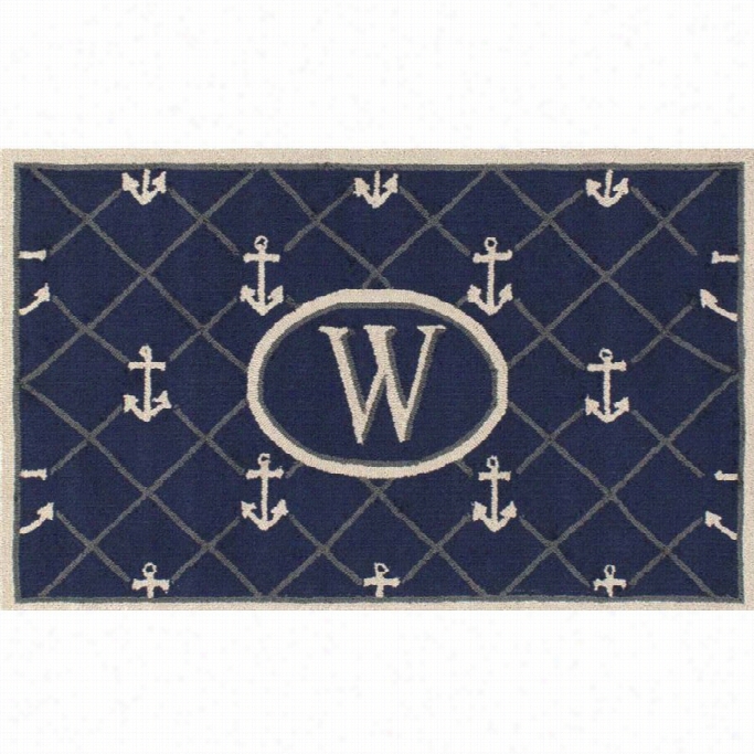 Nuloom 2' 6 X 4' Hand Hooked Anchor Acceptable Doormat Rug In Letter W