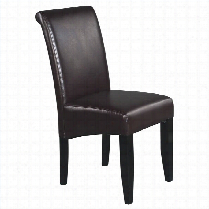 Office Star Metro Parsons  Dining Chair In Espresso Bonded Lleather