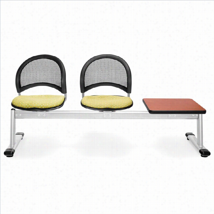 Ofm Beam Seating With 2 Seats And Table In Sprout And Cherrry