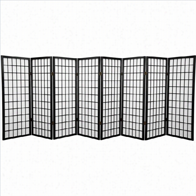 Oriental Furniture 4 ' Tall Window 8 Pane Shoji Screen In Black