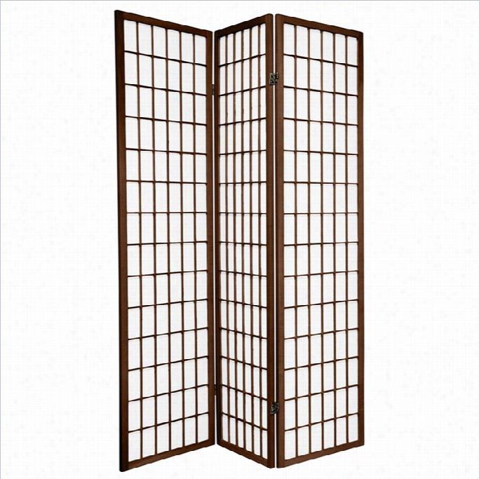 Oriental Furniture 6 ' Tall Wijdow Panel Screen In Walnut