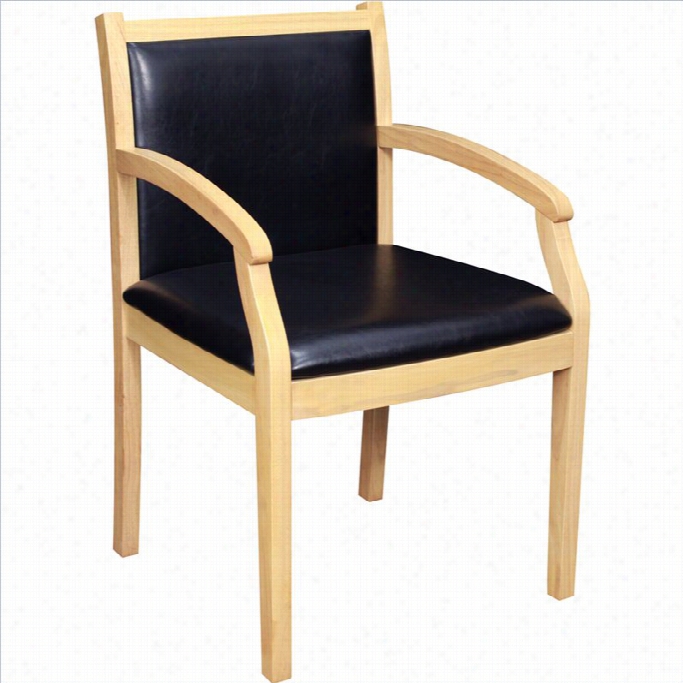 Regency Regent Side Guest Chair In Natural W Ood And Black Vinyl