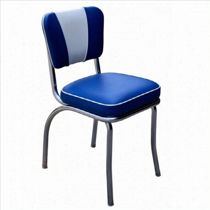 Richardson Seating Retro 1950s V-back Cnrome Diner Dining Chair In Royap Blue And White