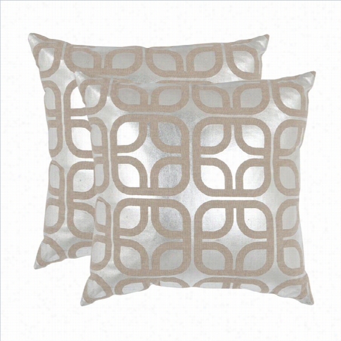 Safavieh Cole Pillow 22-inch Decorative Pillows In Silver (set Of 2)