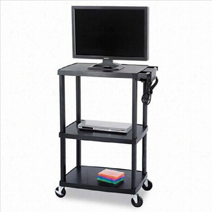 Safco Plastic Av Adjustable  Tv Cart In Black