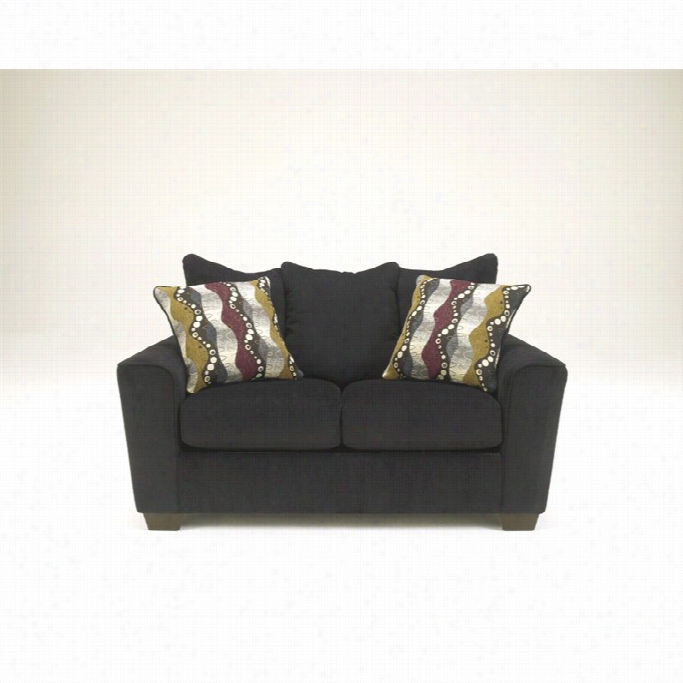 Signal Ature Des Ign By Ashley Furiture Brogain Fabric Loveseat In Ebony