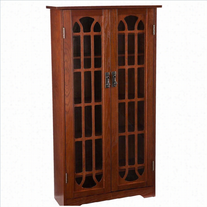 Southern Enterprises Grayson 48 Window Pane Media Cabinet In Oak