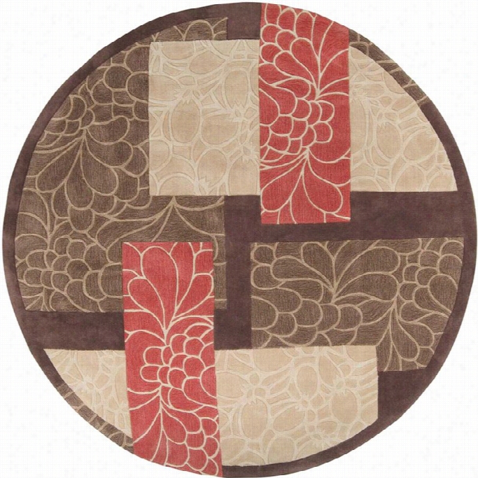 Surya Cosmopolitan 8' X 8' Round Hand Tufted Rug In Brown And Red