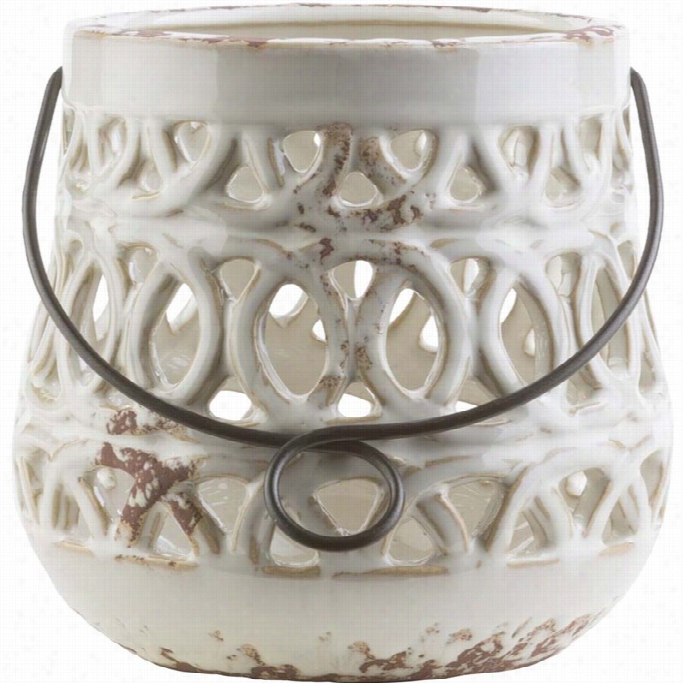 Surya Killian 5.5 X 5.9 Ceramicc Lantern In Glossy Ivory