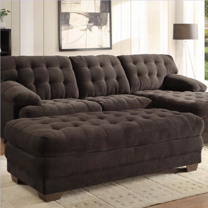 Trent Home Brooks Oversized Tufted Cocktail Ottoman In Chocolate