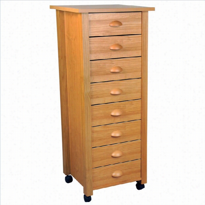 Ventur Horizon 8 Drawer Wood Mobile Filing Cabinet In Oak