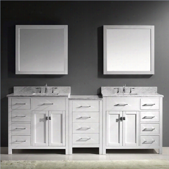 Virtu Caroline Parkway 93 Marble Double Bathrook Vanity Set In White