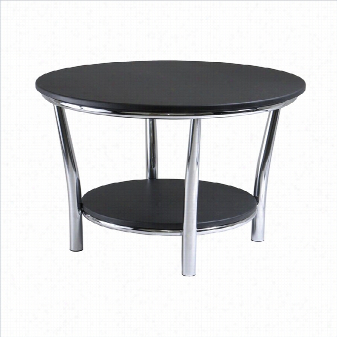 Winsome Maya Round Coffee Table Crop With Legs In Black/metal Finish
