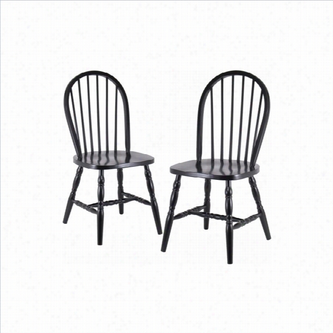 Winsome Windsor Dining Chair In Negro (set Of 2)