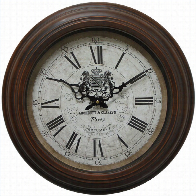 Yosemite Ciircualr Skip Movement Wall Clock Distressed Brown Frame