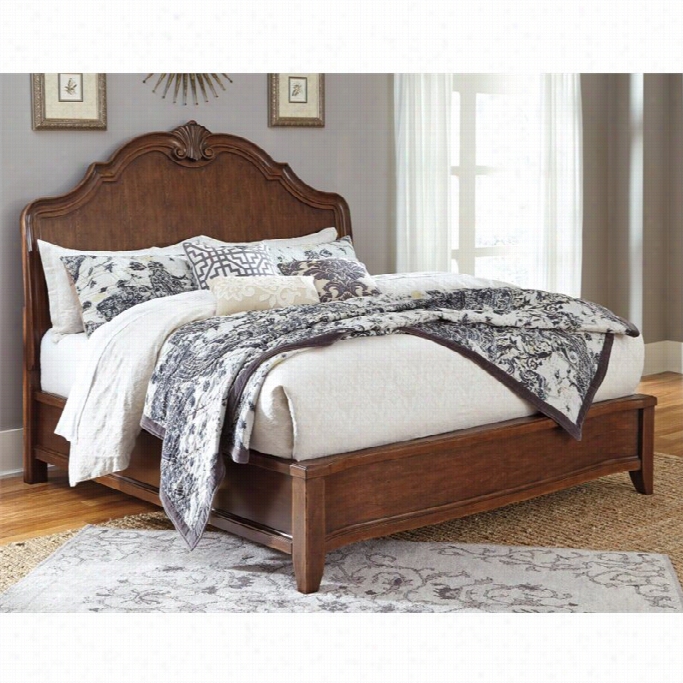 Ashley Alinder Queen Sleigh Bed In Medium Brown